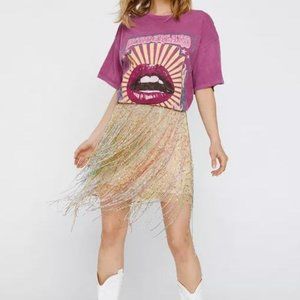 Tassel Beaded Mini Skirt